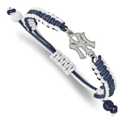 New York Yankees Stainless Steel NY Adjustable Cord Bracelet
