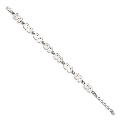 Michigan State University Stainless Steel Link Letter S Bracelet – view 2