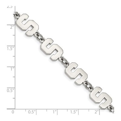 Michigan State University Stainless Steel Link Letter S Bracelet – view 4