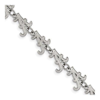 University of Alabama Stainless Steel Link Letter A Bracelet