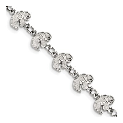 University of Iowa Stainless Steel Hawk Links Bracelet