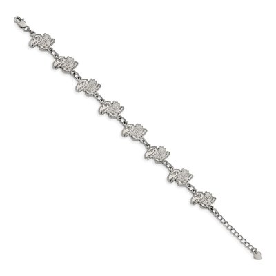 University of Kansas Stainless Steel Jayhawks Link Bracelet – view 2
