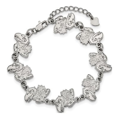 University of Kansas Stainless Steel Jayhawks Link Bracelet – view 3
