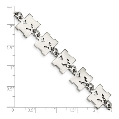 University of Michigan Stainless Steel Link Letter M Bracelet – view 4