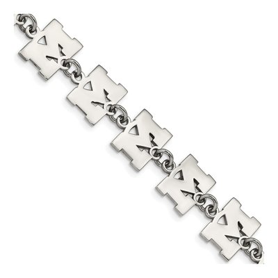 University of Michigan Stainless Steel Link Letter M Bracelet