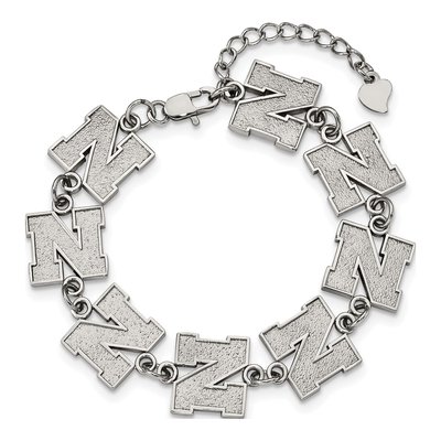 University of Nebraska Stainless Steel Link Letter N Bracelet – view 3