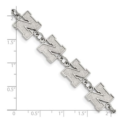 University of Nebraska Stainless Steel Link Letter N Bracelet – view 4