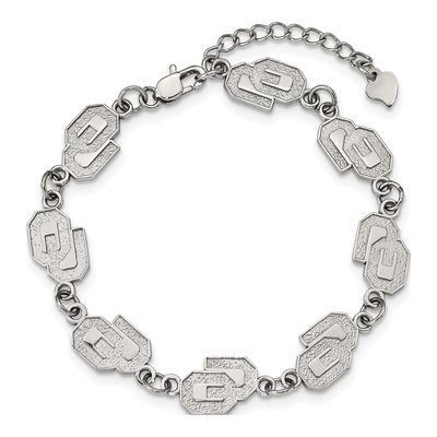 University of Oklahoma Stainless Steel O-U Link Bracelet – view 3
