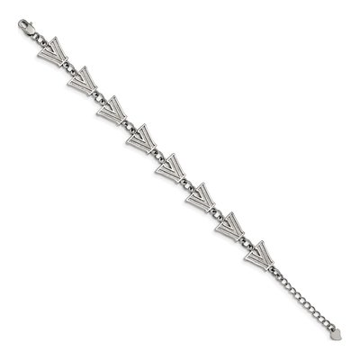 Villanova University Stainless Steel Wildcats Link Letter V Bracelet – view 2