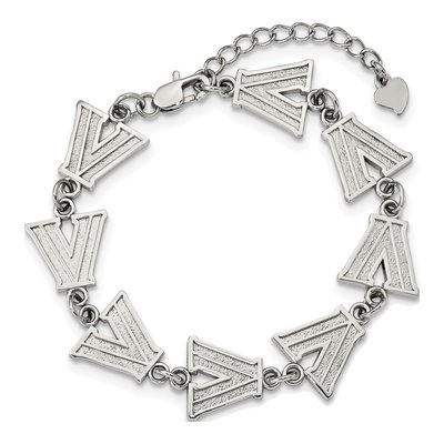 Villanova University Stainless Steel Wildcats Link Letter V Bracelet – view 3