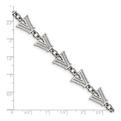 Villanova University Stainless Steel Wildcats Link Letter V Bracelet – view 4
