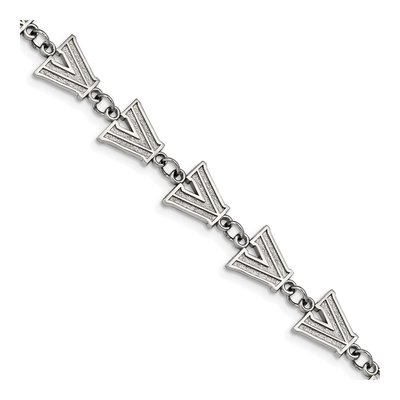 Villanova University Stainless Steel Wildcats Link Letter V Bracelet