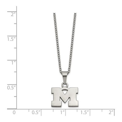 University of Michigan Stainless Steel Wolverines Letter M Pendant – view 2