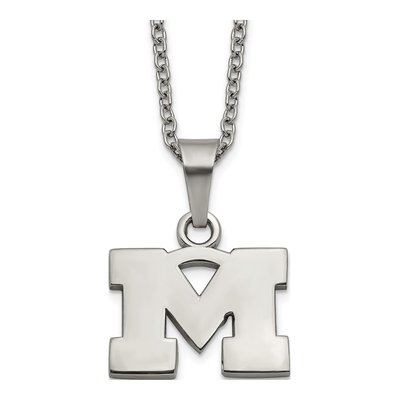 University of Michigan Stainless Steel Wolverines Letter M Pendant