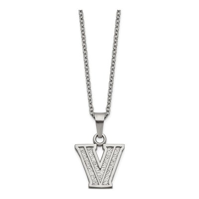 Villanova University Stainless Steel Wildcats Letter V Pendant