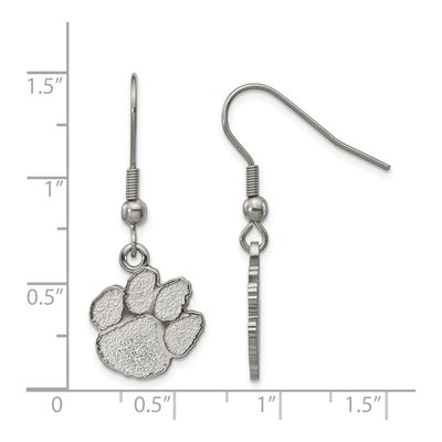 Clemson University Stainless Steel Tiger Paw Dangle Earrings – view 2