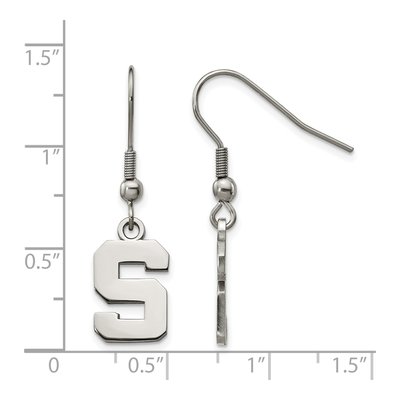 Michigan State University Stainless Steel Letter S Dangle Earrings – view 2