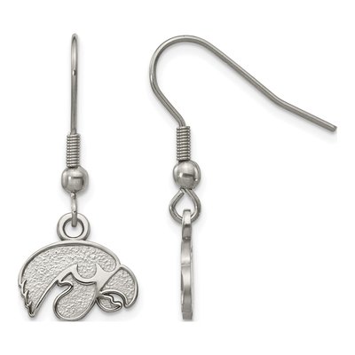 University of Iowa Stainless Steel Hawk Dangle Earrings