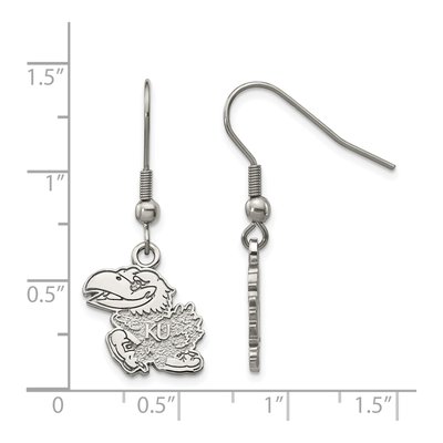 University of Kansas Stainless Steel Jayhawk Dangle Earrings – view 2