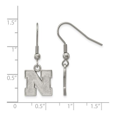 University of Nebraska Stainless Steel Wire Letter N Dangle Earrings – view 2