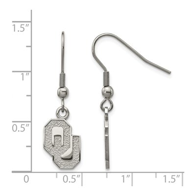 University of Oklahoma Stainless Steel Sooners O-U Dangle Earrings – view 2