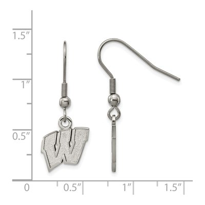 University of Wisconsin Stainless Steel Badgers Letter W Dangle Earrings – view 2