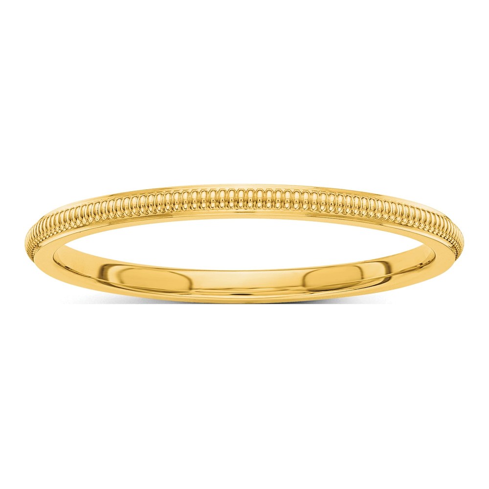 14K Yellow Gold 1.5mm Milgrain Stackable Wedding Band
