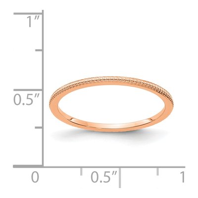 14K Rose Gold 1.2mm Beaded Stackable Wedding Band – view 6