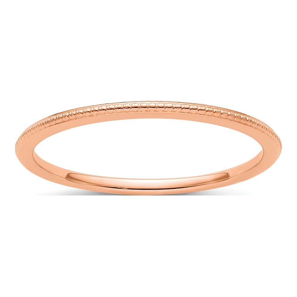 14K Rose Gold 1.2mm Beaded Stackable Band Size 4.5