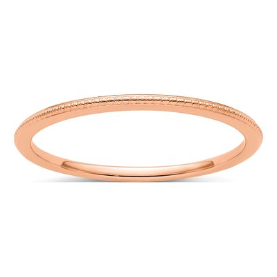 14K Rose Gold 1.2mm Beaded Stackable Wedding Band