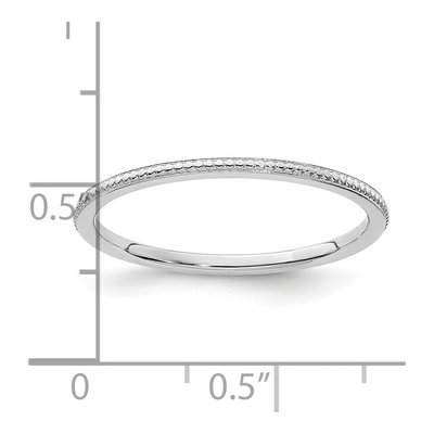 14K White Gold 1.2mm Beaded Stackable Wedding Band – view 6