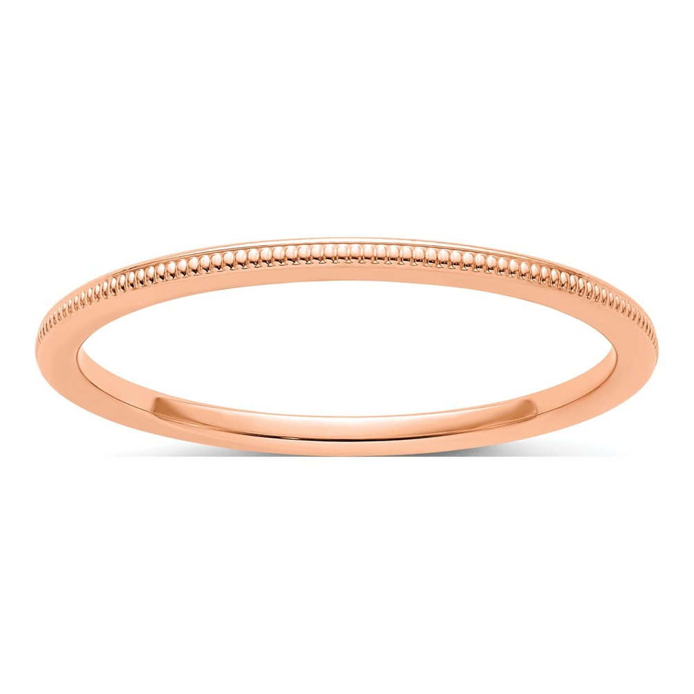 14K Rose Gold 1.2mm Milgrain Stackable Wedding Band