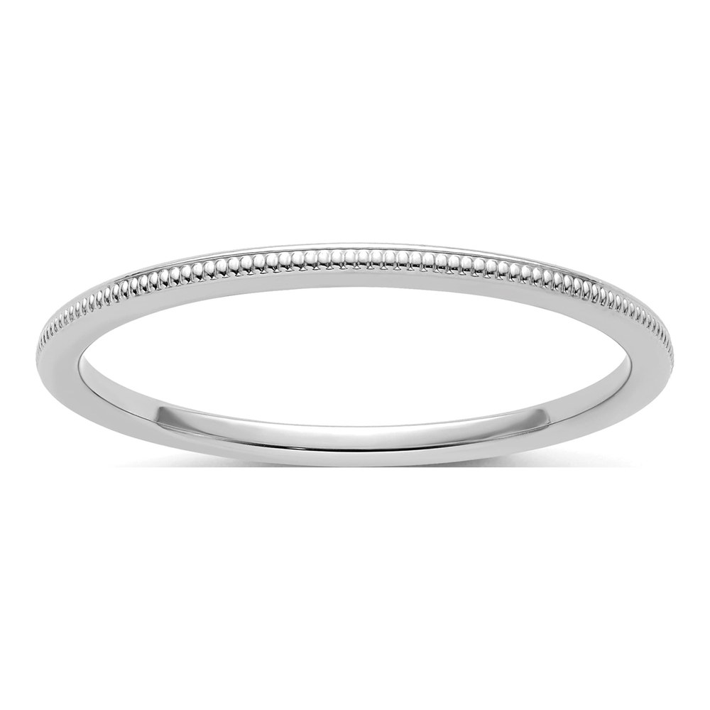 14K White Gold 1.2mm Milgrain Stackable Wedding Band