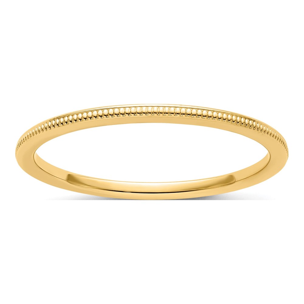 14K Yellow Gold 1.2mm Milgrain Stackable Wedding Band
