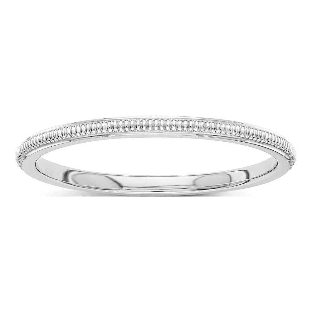 14K White Gold 1.5mm Milgrain Stackable Wedding Band