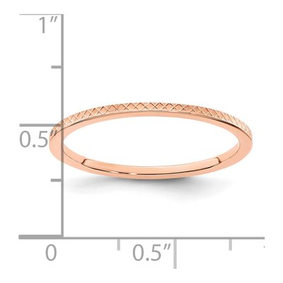 14K Rose Gold 1.2mm Criss-Cross Stackable Wedding Band – view 6