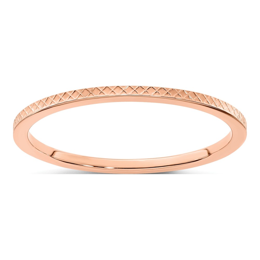 14K Rose Gold 1.2mm Criss-Cross Stackable Wedding Band