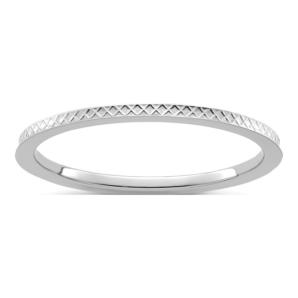 14K White Gold 1.2mm Criss-Cross Stackable Wedding Band