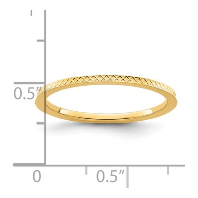 14K Yellow Gold 1.2mm Criss-Cross Stackable Wedding Band – view 6