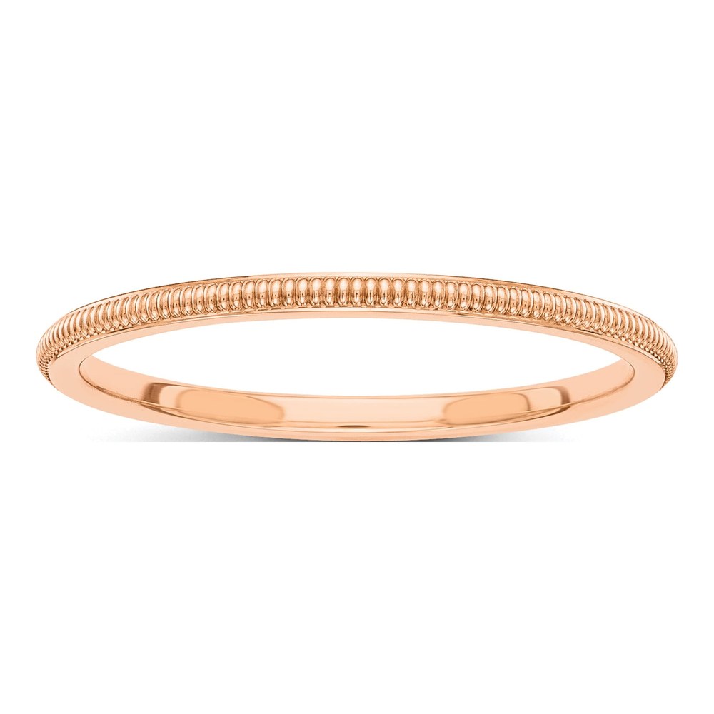 14K Rose Gold 1.5mm Milgrain Stackable Wedding Band