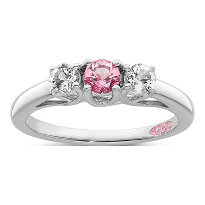 Sterling Silver Survivor Collection Clear Pink Topaz Pamela Ring