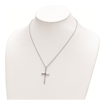 Sterling Silver Purple Topaz Cross Necklace – view 3