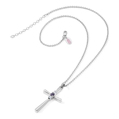 Sterling Silver Purple Topaz Cross Necklace – view 4