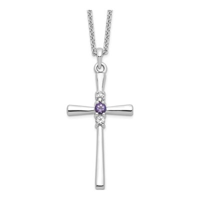 Sterling Silver Purple Topaz Cross Necklace