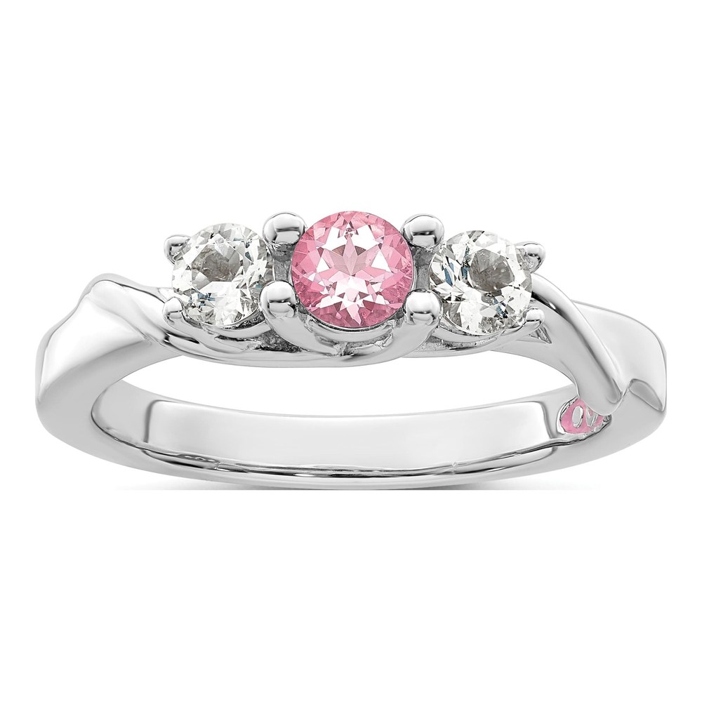 Survivor Collection Sterling Silver Rhodium-Plated White And Pink Topaz Joanna Ring