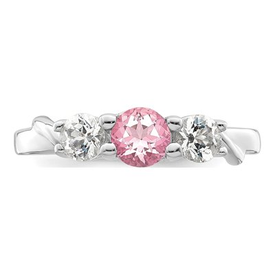 Sterling Silver or 10K White Gold Survivor Collection Pink Topaz Joanna Ring – view 4