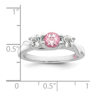 Sterling Silver or 10K White Gold Survivor Collection Pink Topaz Joanna Ring – view 5