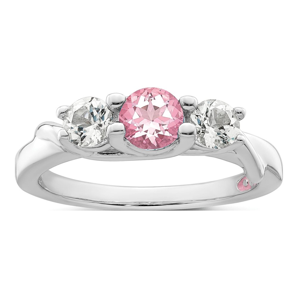 Sterling Silver Survivor Collection Rhodium-Plated White And Pink Swarovski Topaz Joanna Ring