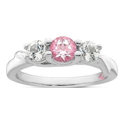 Sterling Silver or 10K White Gold Survivor Collection Pink Topaz Joanna Ring