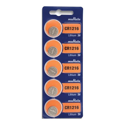 MuRata Type 1216 Lithium Watch Batteries, Pkg/5